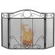 3-panel freestanding fireplace screen with scrollwork design, sturdy steel frame, and dense mesh for safety and charm.